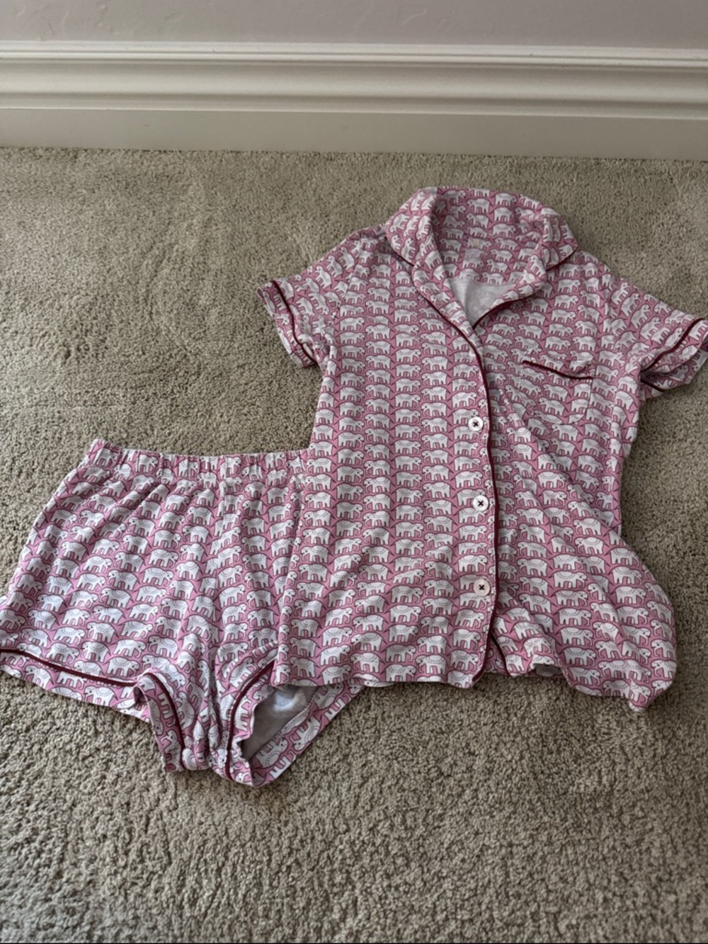 Pink Elephant Print Short Pajama no holes or stain but wash wear
